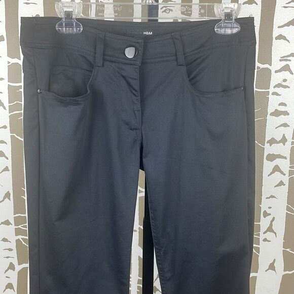 H&M Flared Leg Dress Pants Black Sateen sz 6 - Picture 3 of 10
